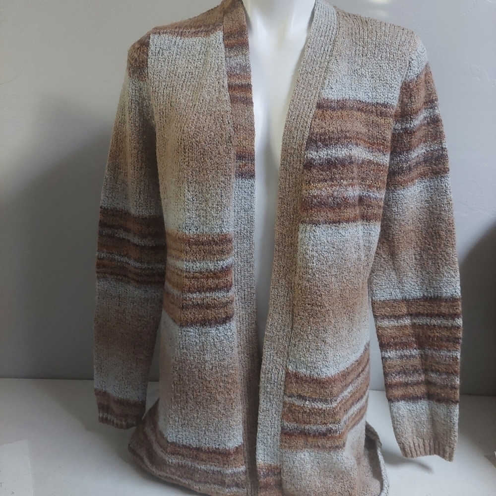 Natural Reflections Tan Brown Cardigan Knit Sweater Wool Blend Size M‎